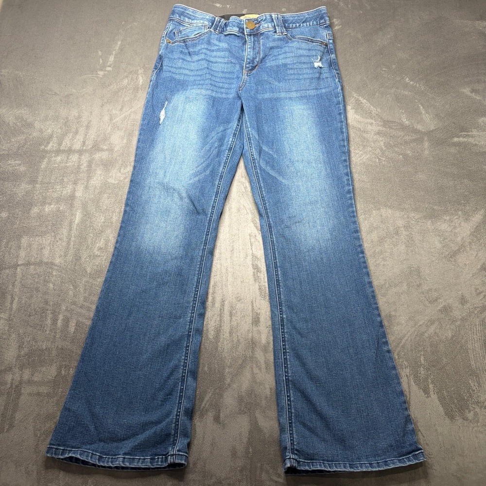 Democracy Ab Solution Jeans Womens 10 Blue Medium Wash Distressed Flare Bootcut